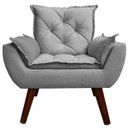 Ver imagem 1 de Poltrona Opala Decorativa Linho Cinza - D'Rost