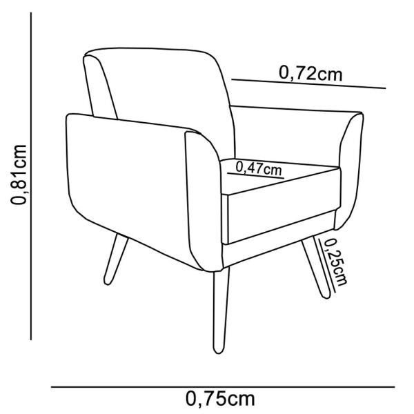 Poltrona Agata Decorativa Suede Cinza - D'Rost - 4