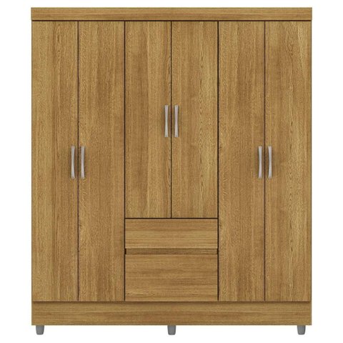 Guarda Roupa Casal 6 Portas 2 Gavetas 153 Cm 10091 Vlr Nature