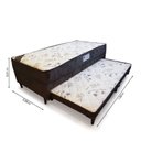 Ver imagem 2 de Cama Solteiro Conjugada com Molas e C/ cama Auxiliar 88 x 188- Suede Marrom - Tampo Bambu Marrom