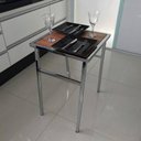 Ver imagem 4 de Mesa Pequena Quadrada Cromada para Cozinhas de Apartamento