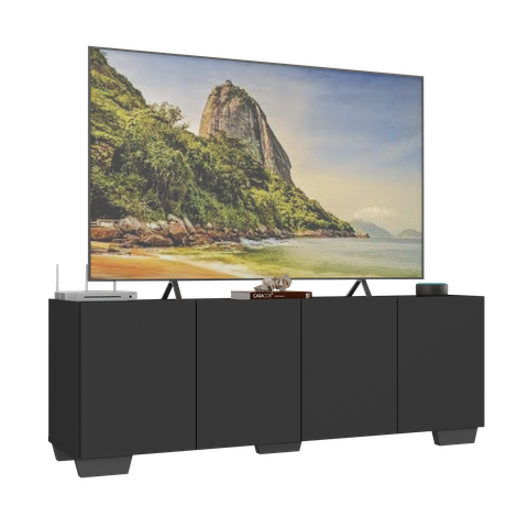 Rack para Tv até 50 Polegadas com 4 Portas Multimóveis Mp1072 Preto