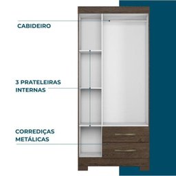 Guarda-Roupa Nt 5000 3 Portas e 2 Gavetas Notável - Café - 2 Guarda-Roupa Nt 5000 3 Portas e 2 Gavetas Notável - Café - 2