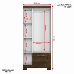 Guarda-Roupa Nt 5000 3 Portas e 2 Gavetas Notável - Café - 3 Guarda-Roupa Nt 5000 3 Portas e 2 Gavetas Notável - Café - 3