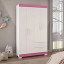 Ver imagem 4 de Guarda-roupa Nt 5005 4 Portas e 2 Gavetas Notável - Branco/rosa