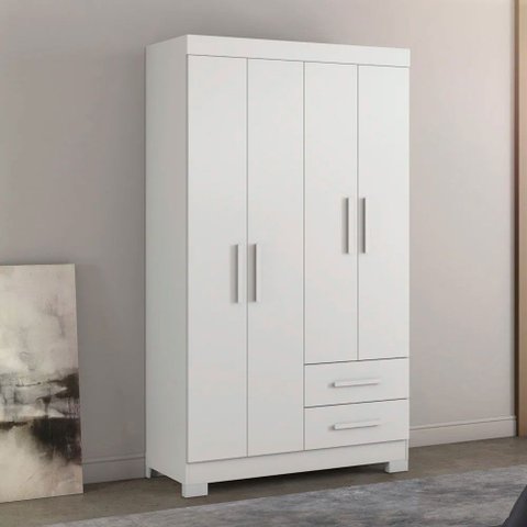 Guarda-roupa Nt 5005 4 Portas e 2 Gavetas Notável - Branco/rosa