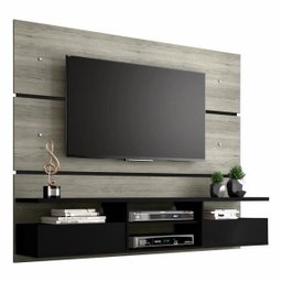 Painel TV até 60 Polegadas Nt 1015 Notável com 2 Portas - Carvalho/Preto - 4