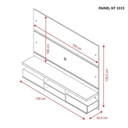 Painel TV até 60 Polegadas Nt 1015 Notável com 2 Portas - Carvalho/Preto - 8
