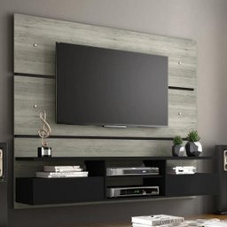 Painel TV até 60 Polegadas Nt 1015 Notável com 2 Portas - Carvalho/Preto - 6