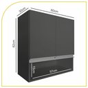 Ver imagem 2 de Armário Aéreo Multiuso 2 Portas 60cm com Nicho 100% Mdf Cor:cinza