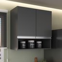 Ver imagem 5 de Armário Aéreo Multiuso 2 Portas 60cm com Nicho 100% Mdf Cor:cinza