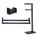 Ver imagem 1 de Kit de Acessórios Para Banheiro com 3 Peças em Aço Inox Preto Fosco Texturizado com toalheiro Duplo