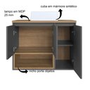 Ver imagem 5 de Gabinete de Banheiro Suspenso 80cm Cecília com 03 Portas e 01 Nicho Mel/grafite com Cuba Branca