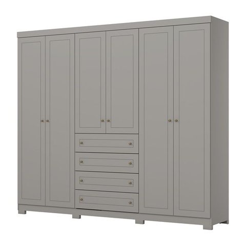 Guarda Roupa Casal Americano 6 Portas 4 Gavetas Frente em MDF - Henn