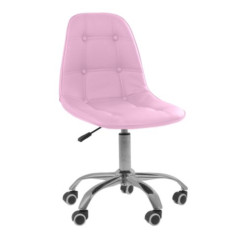 Cadeira Office Eiffel Botonê Ajustável Base Giratória - Rosa + E-book