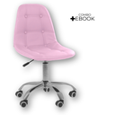 Ver imagem 2 de Cadeira Office Eiffel Botonê Ajustável Base Giratória - Rosa + E-book