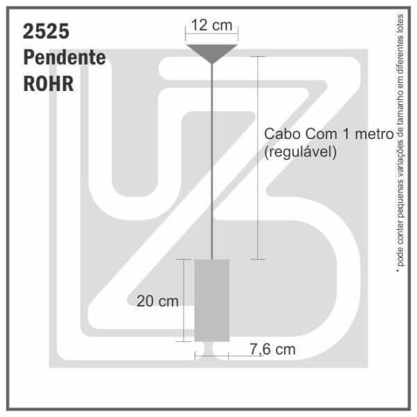 Kit com 3 Pedentes Tubo Rohr - Preto - 3-2525-3 - 3