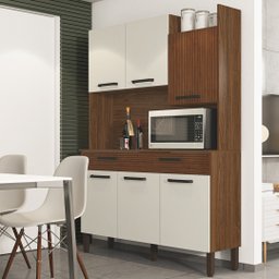 Armário de Cozinha Compacta 6 Portas 2 Gavetas Modena - Nogueira/off White/cp-ripado - 8