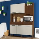 Ver imagem 1 de Armário de Cozinha Compacta 6 Portas 2 Gavetas Modena - Nogueira/off White/cp-ripado