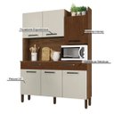 Ver imagem 5 de Armário de Cozinha Compacta 6 Portas 2 Gavetas Modena - Nogueira/off White/cp-ripado