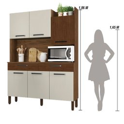 Armário de Cozinha Compacta 6 Portas 2 Gavetas Modena - Nogueira/off White/cp-ripado - 4