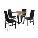 Ver imagem 1 de Conjunto Mesa Mônaco Premium 90cm com 4 Cadeiras Estofadas para Sala Jantar Cozinha - Imbuia/preto