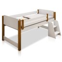 Ver imagem 3 de Cama Elevada Solteiro Lari com Nichos Branco e Mel
