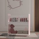 Ver imagem 6 de Mini Berço Compacto Portátil para Bebê com Grade Movel Rodízio Colchão Suporte Mosquiteiro e Pratele