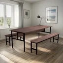 Ver imagem 1 de Conjunto Mesa para Refeitório 10 Lugares com Banco Separados Escolar Empresa Copa