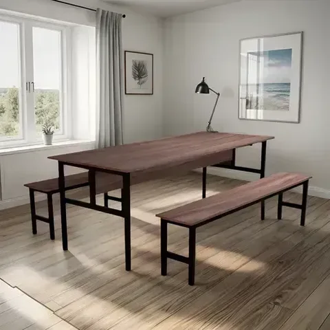 Conjunto Mesa para Refeitório 10 Lugares com Banco Separados Escolar Empresa Copa