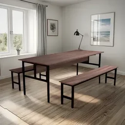 Conjunto Mesa para Refeitório 10 Lugares com Banco Separados Escolar Empresa Copa - 1