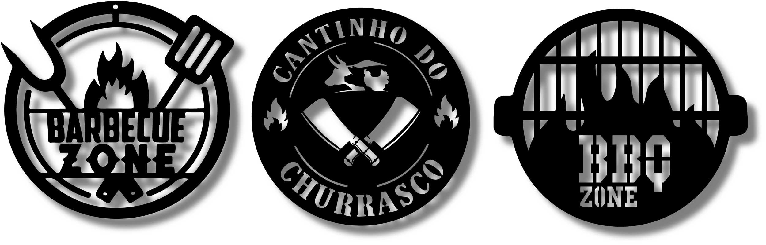 Trio de Placas Para Churrasqueira, Cantinho do Churrasco - 8