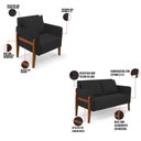 Ver imagem 5 de Kit 1 Sofá Namoradeira e 2 Poltronas Lana Veludo Base de Madeira - D’Rossi Cor Preto