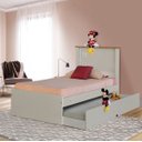 Ver imagem 1 de Cama Solteiro Viana Off White com Auxiliar e Colchões