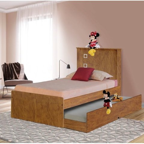 Cama Solteiro Viana Mel com Auxiliar