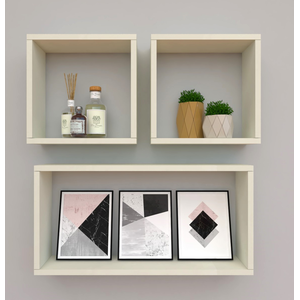 Kit com 3 Nichos Decoração para Quarto Nude Retangular