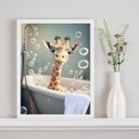 Ver imagem 2 de Quadro Decorativo para Banheiro- Girafinha 33x24cm:madeira Branca