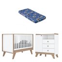 Ver imagem 2 de Berço Americano e Cômoda Infantil Confete Branco Brilho Jequitibá Hp com Colchão Ortobom - Henn