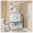 Ver imagem 2 de Conjunto Gabinete Banheiro Armário Towel Branco Caemmun