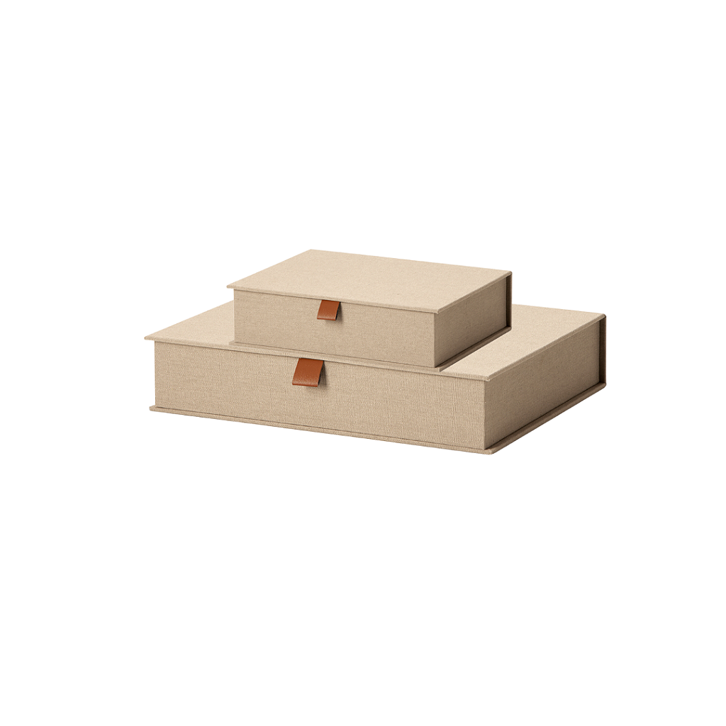 Kit Caixa Decorativa em Linho Marrom