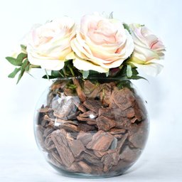 Arranjo de Rosas Artificiais Salmão Rosadas em Vaso de Vidro - 2