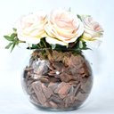 Ver imagem 2 de Arranjo de Rosas Artificiais Salmão Rosadas em Vaso de Vidro