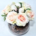 Ver imagem 1 de Arranjo de Rosas Artificiais Salmão Rosadas em Vaso de Vidro