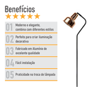 Ver imagem 5 de Kit com 2 Luminárias Coluna Abajur Piso Chão Spot City - Cobre 2-3110-10