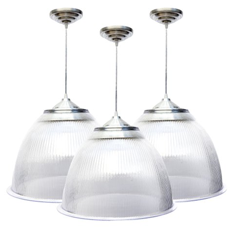 Kit 3 Pendente Prismatico Poptem 16" Cristal Lustre Acrílico Lustre 42cm