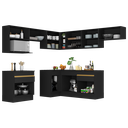 Ver imagem 6 de Armário de Cozinha Completa de Canto com Rodapé Veneza Multimóveis V2106 Preto/dourado