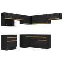 Ver imagem 7 de Armário de Cozinha Completa de Canto com Rodapé Veneza Multimóveis V2106 Preto/dourado