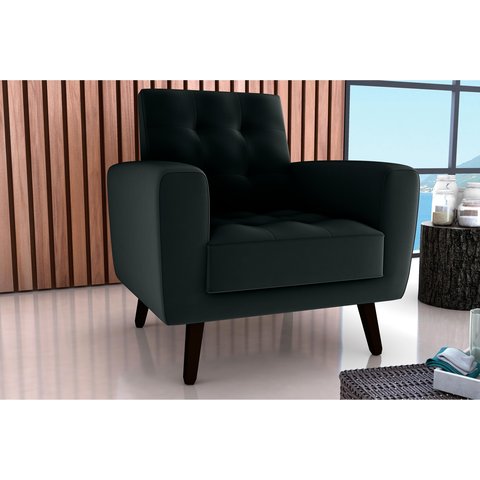 Poltrona Decorativa Lívia Veludo Preto E451 - Matrix