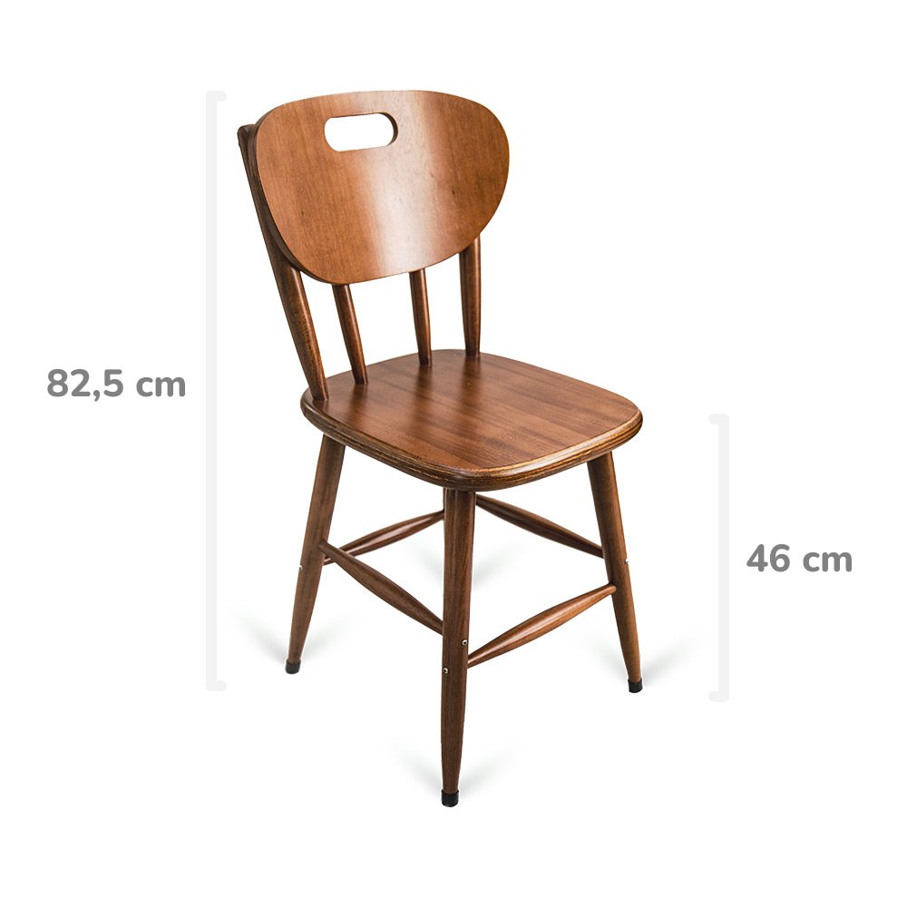 Mesa quadrada 80x80 cm com 3 cadeiras de madeira para cozinha - Laminado imbuia - 9