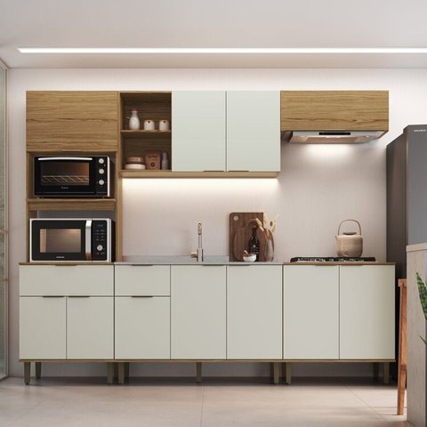 Cozinha Modulada 5 Peças 215,11x267,8cm Florença Bege/Marromle/Sabbia